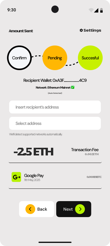Crypto Transfer Screen